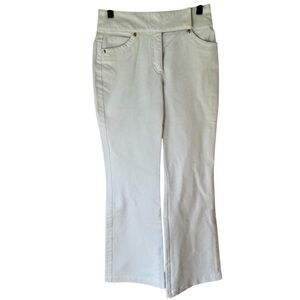 Escada Light Sky Blue Front Logo Flared Leg Cotton Women’s Pants Sz 34 XS